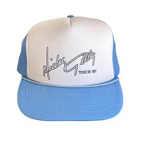 Vintage Mickey Gilley Tour 87 Trucker Hat White &‎ Blue Mesh Adjustable Snapback